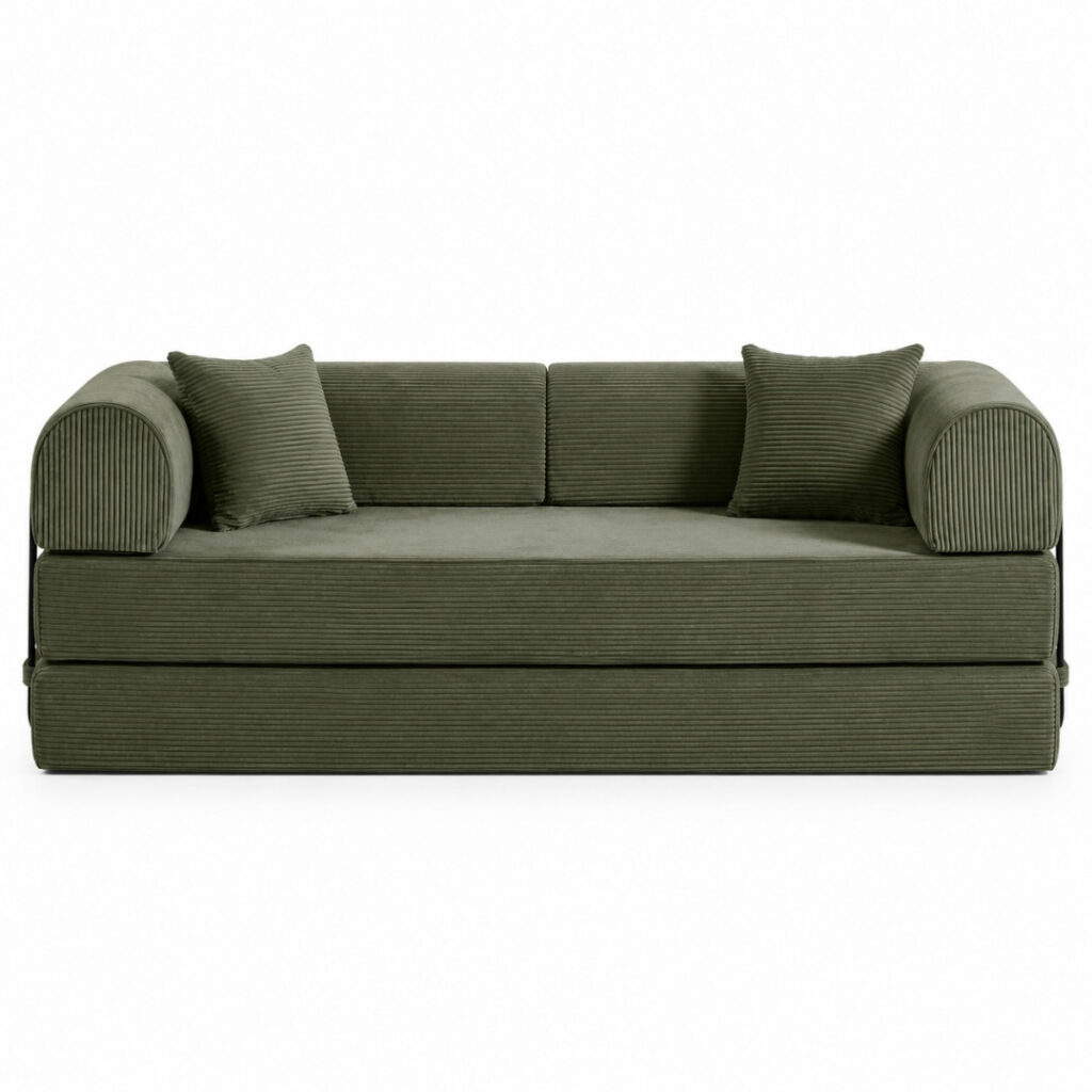 ספה מודולרית נפתחת למיטה זוגית Cozy Cloud דגם FlexiDay בצבע ירוק